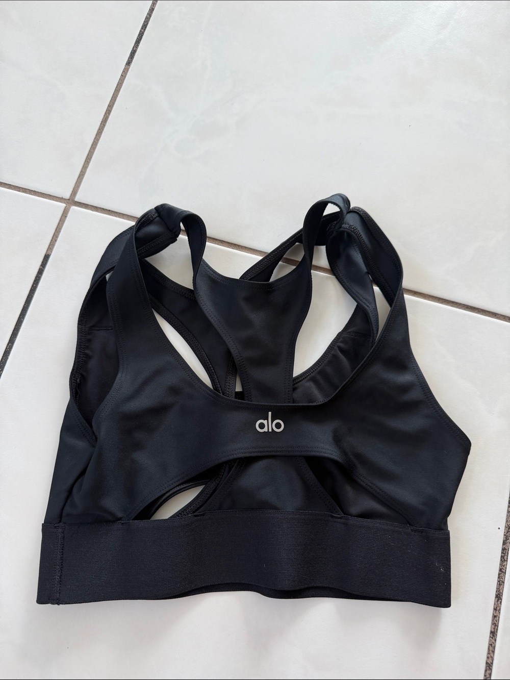 ALO Yoga Black Strappy Racerback Sports Bra